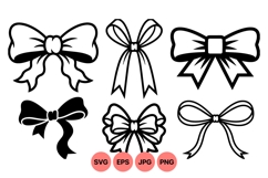Hand Drawn Ribbon Bow Clipart For Gift Designs Product Image 1