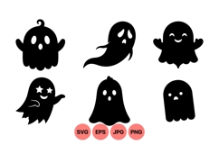 Halloween Cute Ghost Silhouette Vector Graphics Product Image 1