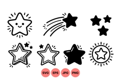 Hand Drawn Cute Star Clipart For Kids Crafts Product Image 1