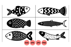 Black White Tribal Fish Vector Illustrations Product Image 1