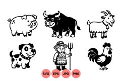 Farm Animal Cartoon Clipart For Crafts Product Image 1