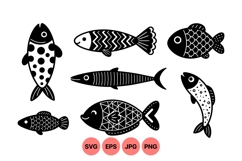 Black Silhouette Fish Vector Illustration Product Image 1