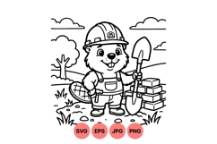 Cute Beaver Worker Construction Clipart Illustration Product Image 1