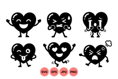 Cute Cartoon Heart Emoji Vector Clipart Product Image 1