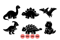 Cute Dinosaur Silhouette Clipart For Kids Design Product Image 1