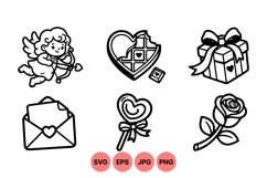 Line Art Valentines Day Clipart Product Image 1