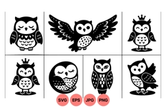 Black Owl Silhouette Clipart for Crafts Product Image 1
