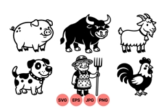 Hand Drawn Farm Animal Clipart SVG Product Image 1