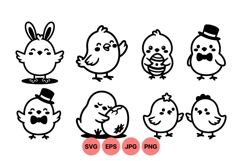 Cute Easter Chick SVG Clipart For Holiday Crafts Product Image 1
