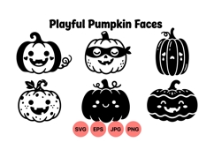 Fun Playful Halloween Pumpkin Face Clipart Product Image 1