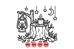 Hand Drawn Camping Night Clipart Design Product Image 1