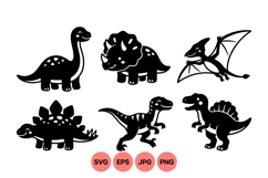 Cute Dinosaur Cartoon Clipart Design SVG Product Image 1