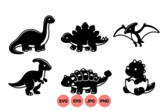 Cute Dinosaur Silhouette Clipart For Kids Product Image 1
