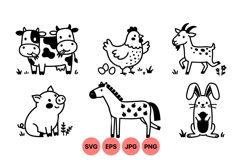 Cute Farm Animal Vector Clipart For Crafts Product Image 1
