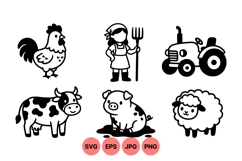 Cute Farm Animal Vector Clipart Illustrations Product Image 1