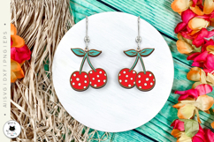 Polka Dot Cherry Earrings | Summer Earrings Laser Cut Product Image 2