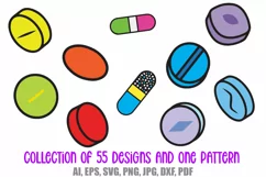 55 Drugs and Pills Logo Cartoon Illustration Designs SVG PNG Product Image 4