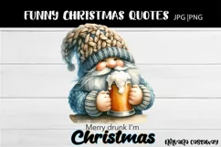 Gnome Merry Drunk I'm Christmas JPG | PNG Sublimation Product Image 1
