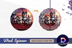 Patriotic dogs fireworks celebration Round Wind Spinner PNG Product Image 1