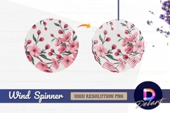 Cherry blossom branch pink floral Round Wind Spinner PNG Product Image 1