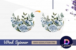 Watercolor blue floral arrangement Round Wind Spinner PNG Product Image 1
