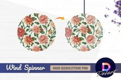 Elegant dahlia flower seamless Round Wind Spinner PNG Product Image 1