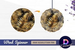 Golden palm leaves on dark Round Wind Spinner PNG Product Image 1