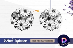 Monochrome floral pattern featuring Round Wind Spinner PNG Product Image 1