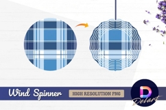 Blue plaid pattern Round Wind Spinner PNG Product Image 1
