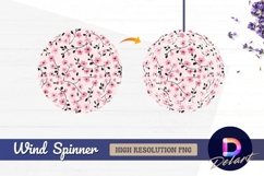 Pink cherry blossom and branches Round Wind Spinner PNG Product Image 1