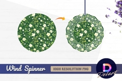 Floral pattern with white flowers and Round Wind Spinner PNG Product Image 1