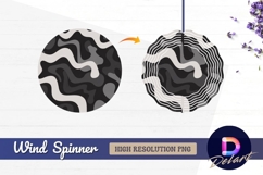Abstract monochrome wavy seamless Round Wind Spinner PNG Product Image 1