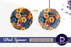 Vibrant floral pattern Round Wind Spinner PNG Product Image 1