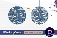 Winter village Round Wind Spinner PNG Product Image 1