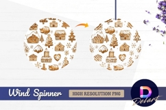 Festive gingerbread houses Round Wind Spinner PNG Product Image 1