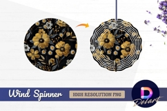 Embroidered floral pattern with gold Round Wind Spinner PNG Product Image 1