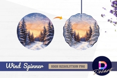 Winter landscape with snow covered Round Wind Spinner PNG Product Image 1