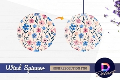 Pink and blue floral pattern Round Wind Spinner PNG Product Image 1