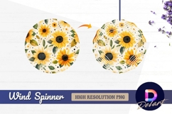 Watercolor sunflowers floral Round Wind Spinner PNG Product Image 1