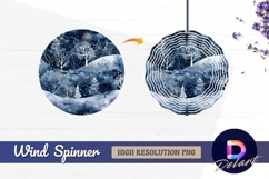 Watercolor winter forest snowfall Round Wind Spinner PNG Product Image 1