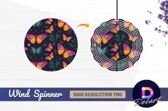 Colorful butterflies and leaves Round Wind Spinner PNG Product Image 1