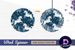 Winter unicorn forest Round Wind Spinner PNG Product Image 1