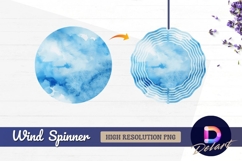 Light blue watercolor wash texture Round Wind Spinner PNG Product Image 1