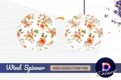 Watercolor peach flower pattern Round Wind Spinner PNG Product Image 1