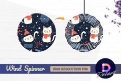 Winter cats Round Wind Spinner PNG Product Image 1