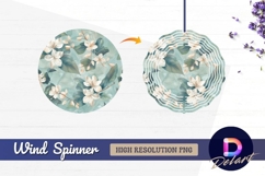Floral background with white flowers Round Wind Spinner PNG Product Image 1