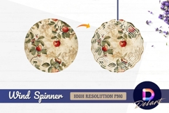 Apples on branches vintage style Round Wind Spinner PNG Product Image 1