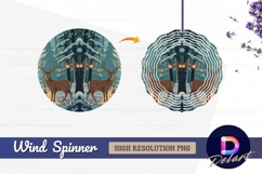 Winter forest deer lanterns round wind spinner png Product Image 1