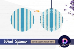 Distressed blue and white striped Round Wind Spinner PNG Product Image 1
