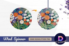 Impressionistic floral garden Round Wind Spinner PNG Product Image 1